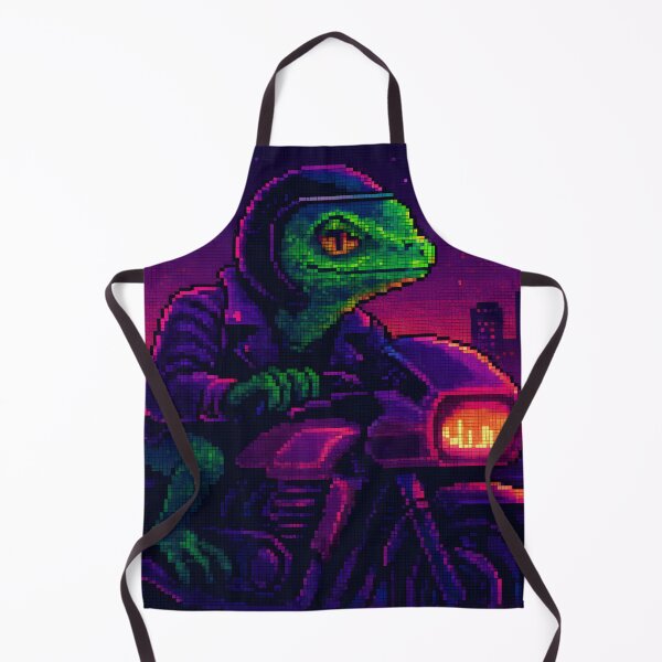 Item preview, Cold-Blooded Neon Lizard Biker in Retro City designed and sold by SassyArtistry.