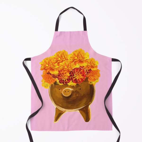 Item preview, Mexican Pig Marranito in Blush Pink with Vibrant Orange and Yellow Marigolds designed and sold by TinaSalazar.