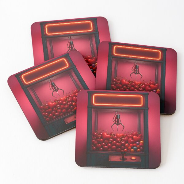 Item preview,  Claw Machine Filled with Red Balls – Neon Arcade Art designed and sold by SassyArtistry.