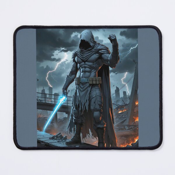 Item preview, Brother Ra’d: Blade of the Stormborn. Hooded Warrior in Destroyed Cityscape designed and sold by tarotstarostina.