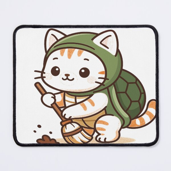 Item preview, Kawaii Cat Cleaning – Funny Animal Art designed and sold by CappieLab.