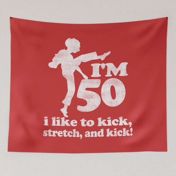 Item preview, Sally Omalley - I'm 50 i like to kick stretch and kick! vintage. designed and sold by EunsooLee.
