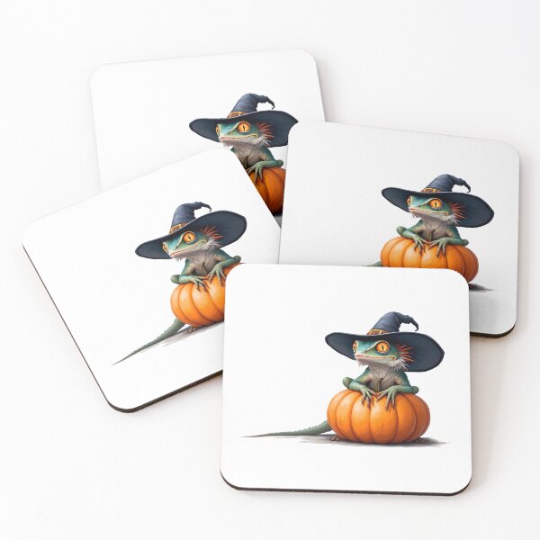 Item preview, A lizard wearing a witch hat sitting on a pumpkin designed and sold by DOG DESIGN.