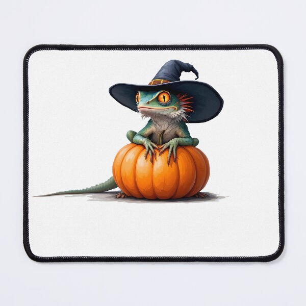 Item preview, A lizard wearing a witch hat sitting on a pumpkin designed and sold by DOG DESIGN.