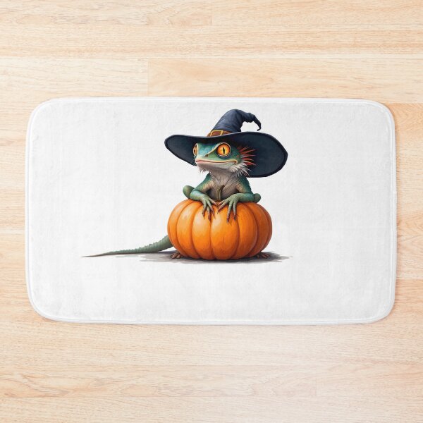 Item preview, A lizard wearing a witch hat sitting on a pumpkin designed and sold by DOG DESIGN.
