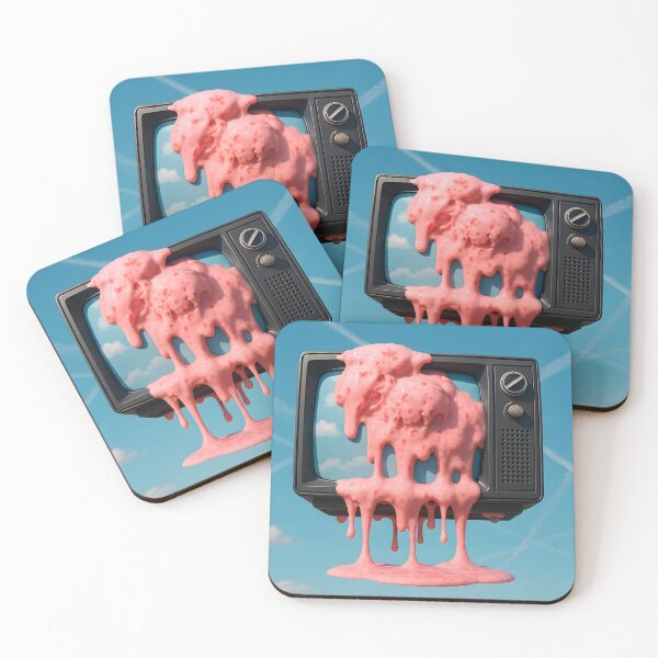 Item preview,  Melting Strawberry Ice Cream on Retro TV designed and sold by SassyArtistry.