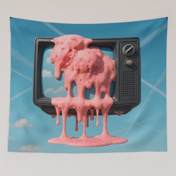 Item preview,  Melting Strawberry Ice Cream on Retro TV designed and sold by SassyArtistry.
