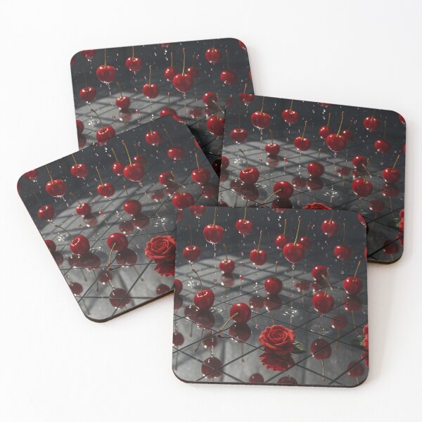 Item preview,  Floating Cherries and Roses on Reflective Grid designed and sold by SassyArtistry.