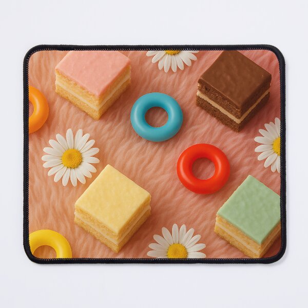 Artikelvorschau, Pastell Candy und Daisy Flat Lay auf Fuzzy-Hintergrund entworfen und verkauft von SassyArtistry.