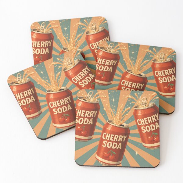 Item preview, Latas de refresco retro de cereza con efecto salpicado designed and sold by SassyArtistry.