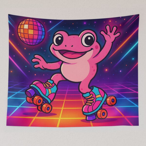 Item preview,  Disco Frog on Roller Skates in Neon Rink designed and sold by SassyArtistry.