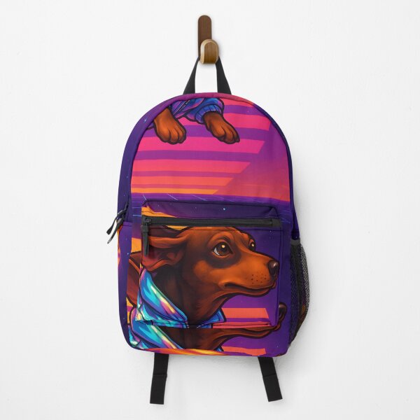Item preview, Jetpack Sausage Dog in Neon Sunset designed and sold by SassyArtistry.