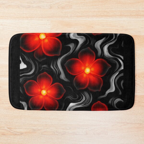 Item preview, black and grey abstract art with red glowing flowers designed and sold by optimusprime39.
