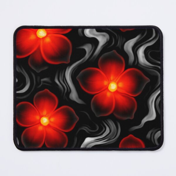 Item preview, black and grey abstract art with red glowing flowers designed and sold by optimusprime39.