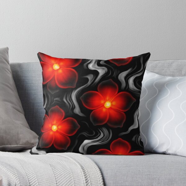 Item preview, black and grey abstract art with red glowing flowers designed and sold by optimusprime39.