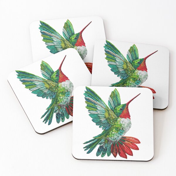Item preview, "Vibrant Hummingbird Pattern – Embroidered Bird on Canvas" designed and sold by SantiLab.