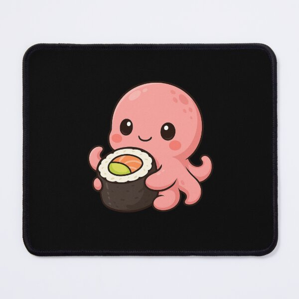 Item preview, Tako-Chan – Cute Pink Chubby Octopus Hugging a Sushi Roll designed and sold by ColorSplash123.