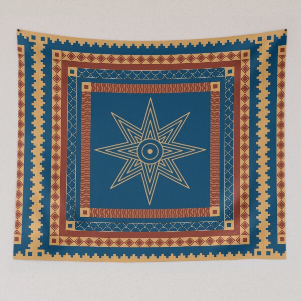 Item preview, Star of Ishtar Banner - Ochre & Indigo Pattern designed and sold by CaffeineCraftedCreations.