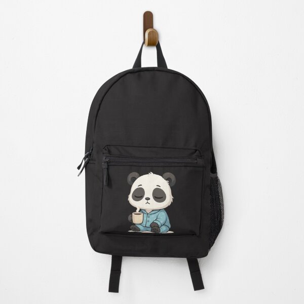 Item preview, Lazy Panda in Pajamas Cute Chibi Style – Sleepy Coffee Lover Design designed and sold by ColorSplash123.