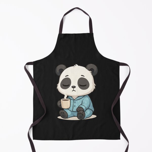 Item preview, Lazy Panda in Pajamas Cute Chibi Style – Sleepy Coffee Lover Design designed and sold by ColorSplash123.