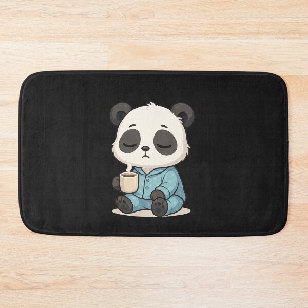 Item preview, Lazy Panda in Pajamas Cute Chibi Style – Sleepy Coffee Lover Design designed and sold by ColorSplash123.
