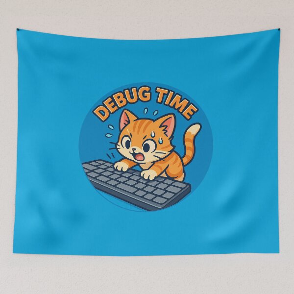 Item preview, Debug Time Coding Cat Sticker designed and sold by Yuliya Brush.