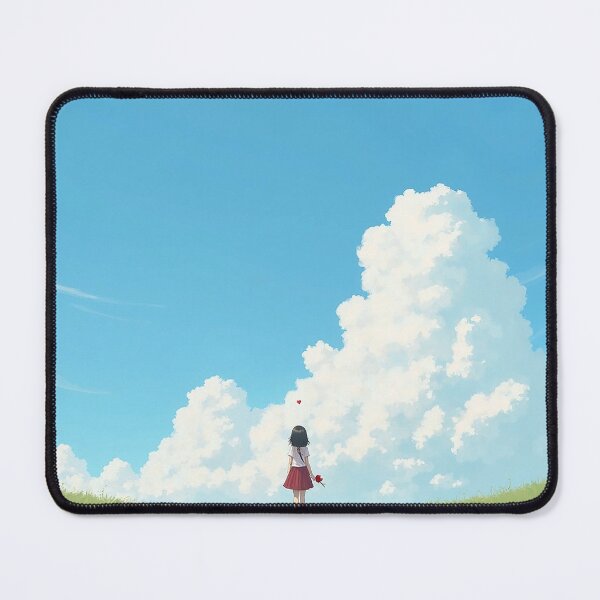 Item preview, Romantic Girl Under Cloudy Sky Waiting for Her Beloved – Emotional Blue Sky Scenery Art designed and sold by nabashop.