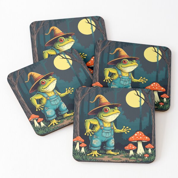 Item preview, A Familiar Toad Witch Foraging At Night Illustration designed and sold by taiche.