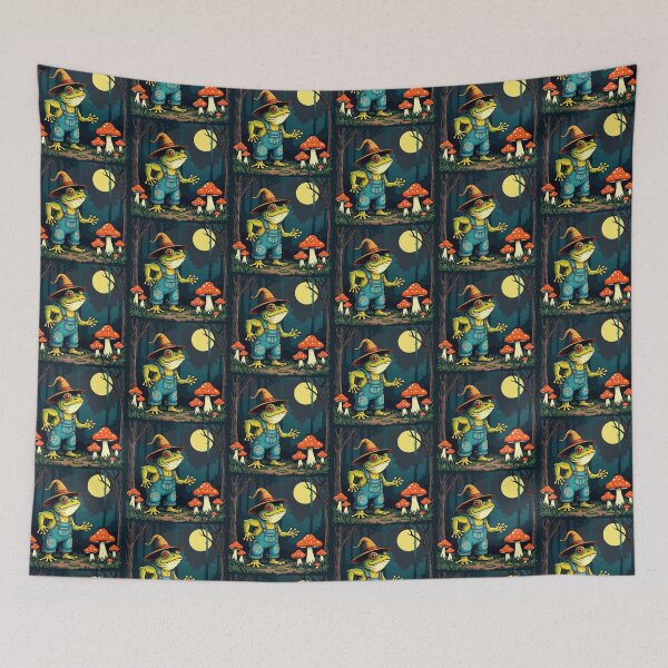 Item preview, A Familiar Toad Witch Foraging At Night Illustration designed and sold by taiche.