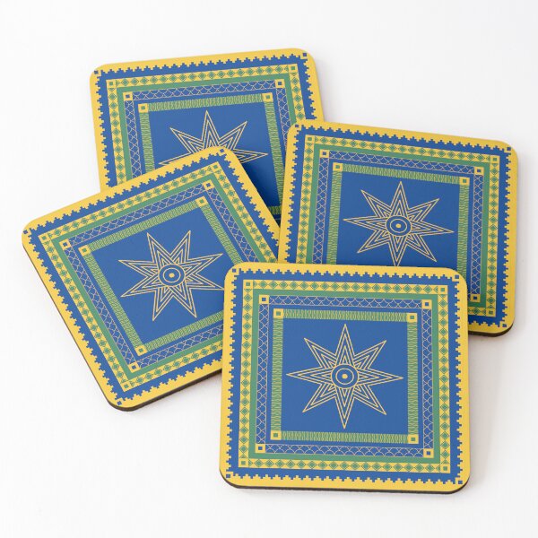 Item preview, Star of Ishtar Banner - Malachite, Gold, & Lapis Pattern designed and sold by CaffeineCraftedCreations.