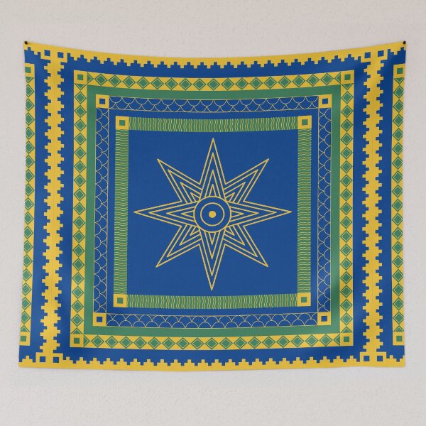 Item preview, Star of Ishtar Banner - Malachite, Gold, & Lapis Pattern designed and sold by CaffeineCraftedCreations.