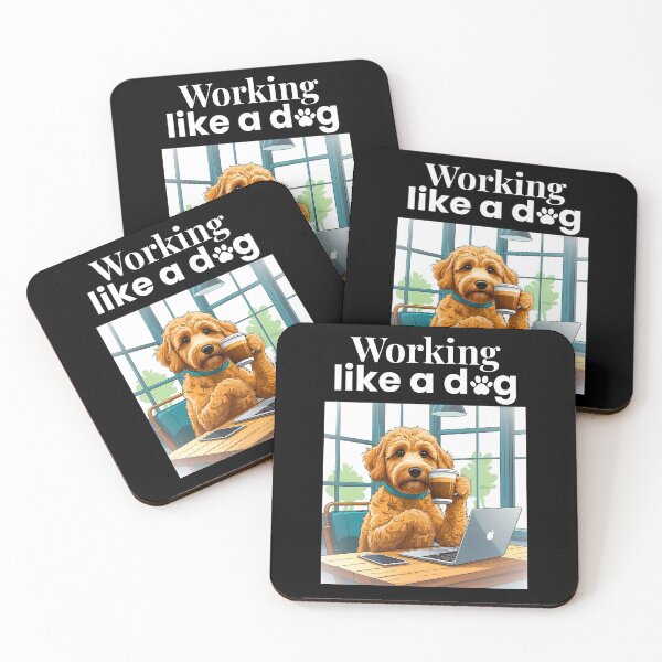 Item preview, Working Like a Dog – Cute Goldendoodle Coffee Shop Laptop Design designed and sold by Fredster1966.