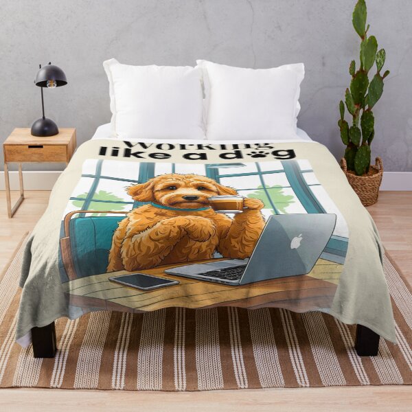 Item preview, Working Like a Dog – Cute Goldendoodle Coffee Shop Laptop Design designed and sold by Fredster1966.