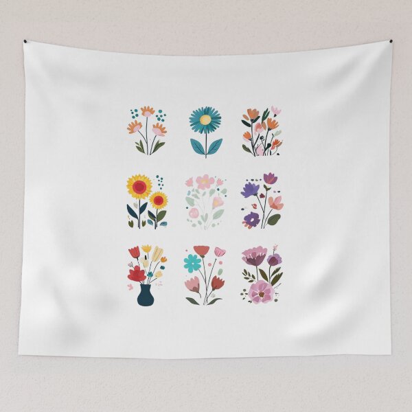 Item preview, Nine Colorful Floral Panels - Vibrant Botanical Garden Grid designed and sold by Colorful-Garden.