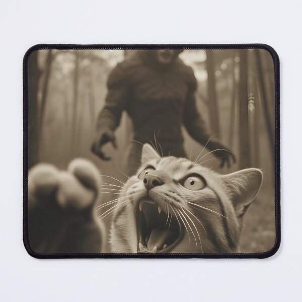 Item preview, Terrified Cat Selfie with Cryptid – Vintage Paranormal Photo Tee designed and sold by JonHale.