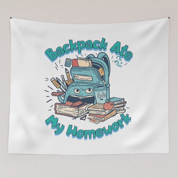 Item preview, My Backpack Ate My Homework Funny School Humor T-Shirt | Student Life Stress Gift designed and sold by VueArts.