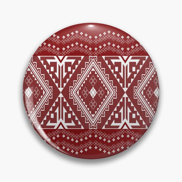 Item preview, Traditional Geometric Thai Textile Pattern in Red and White designed and sold by DesignByNui.