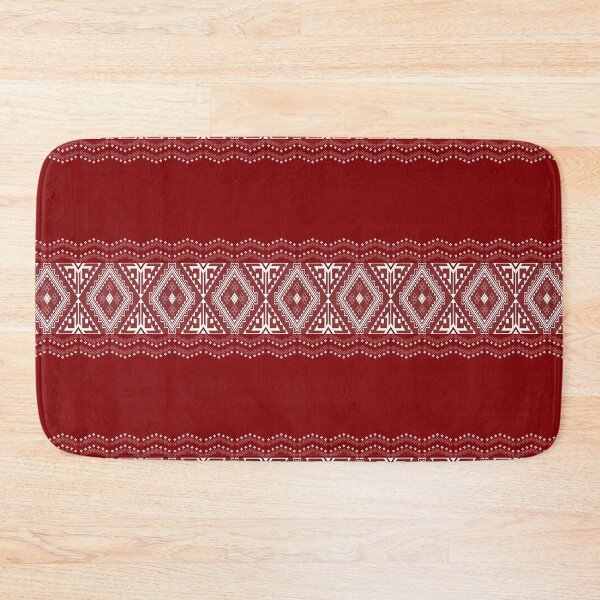 Item preview, Traditional Geometric Thai Textile Pattern in Red and White designed and sold by DesignByNui.
