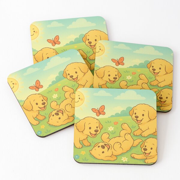 Item preview, Golden Puppies Chasing a Red Butterfly designed and sold by Terrence Webster.