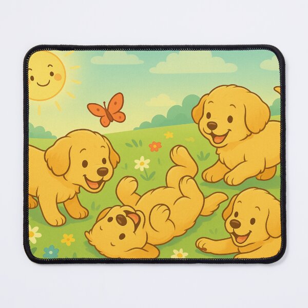 Item preview, Golden Puppies Chasing a Red Butterfly designed and sold by Terrence Webster.