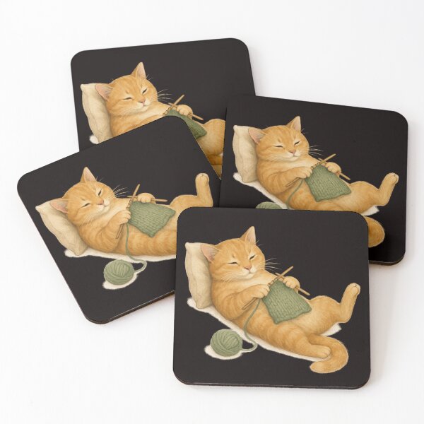 Item preview, Ginger Cat Knitting a Sweater designed and sold by Tadeusz1.