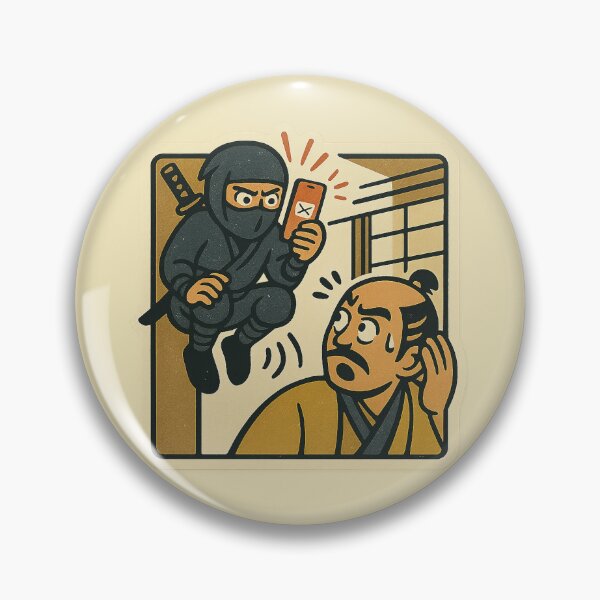 Item preview, 通知音でバレる忍者 / Ninja Notification Fail – 忍びもスマホには勝てない。 designed and sold by Yos-Design-Stoa.