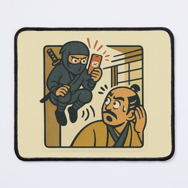 Item preview, 通知音でバレる忍者 / Ninja Notification Fail – 忍びもスマホには勝てない。 designed and sold by Yos-Design-Stoa.