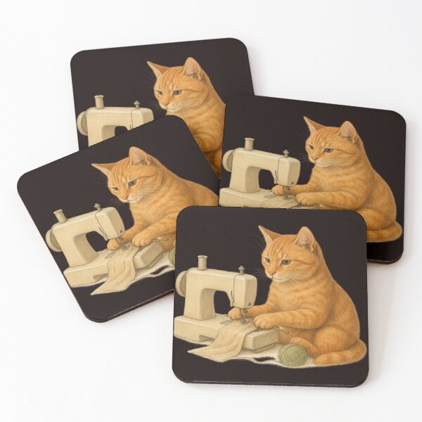 Item preview, Ginger Cat Sewing with a Machine designed and sold by Tadeusz1.