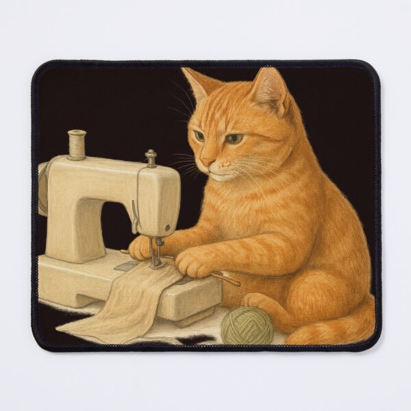Item preview, Ginger Cat Sewing with a Machine designed and sold by Tadeusz1.