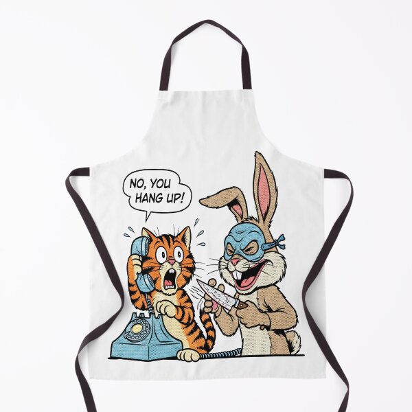 Item preview, No, you hang up - Killer Rabbit and Frightened Cat Retro Comic Book Design . Colorful designed and sold by demirkanad.