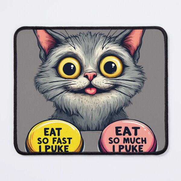 Item preview, Eat So Fast I Puke – Funny Cat Button Meme Tee designed and sold by JonHale.