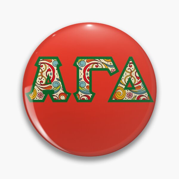 Item preview, Alpha Gam Block Letters (Retro Pattern with Green Outline) designed and sold by KLF Creative.