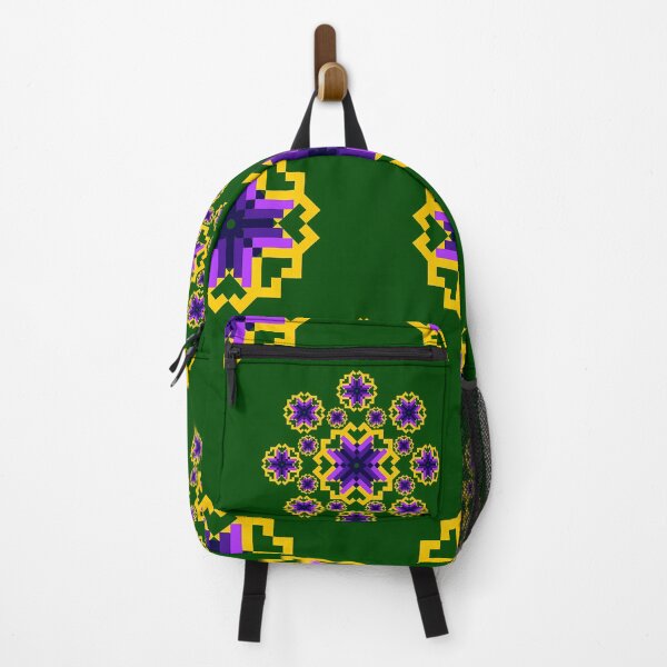 Item preview, Emerald & Violet Pixel Bloom Ethnic Seamless Pattern designed and sold by Khwanchai.