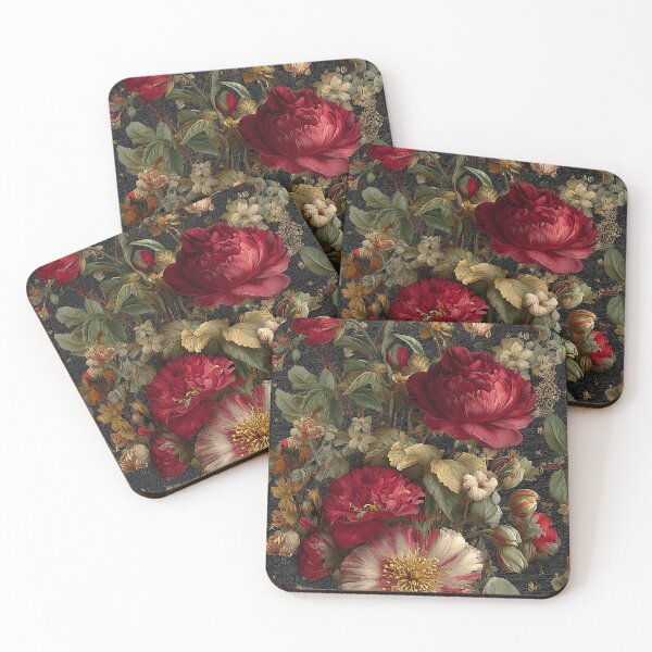 Item preview, Baroque bloom — Vintage floral ornate pattern on black designed and sold by heniyau.vision.